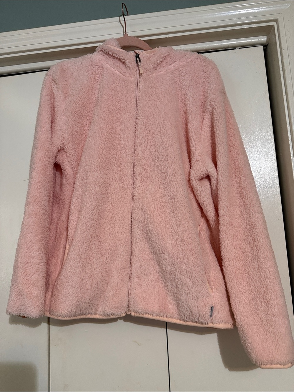 Eddie Bauer Light Pink Plush Hooded Zip Jacket